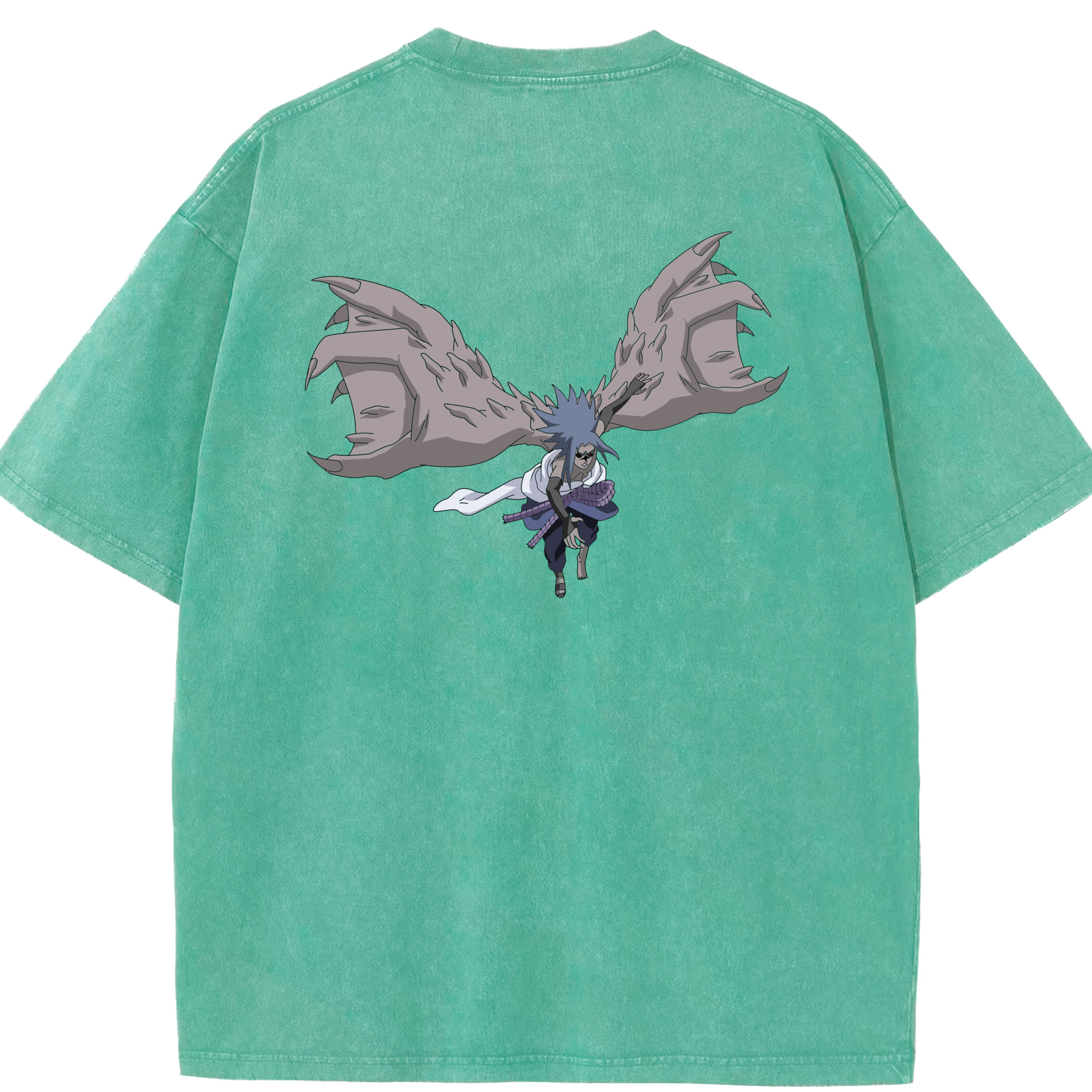 （画像用） NARUTO -ナルト- うちは サスケ Uchiha Sasuke 綿100% ヴィンテージ風 半袖Tシャツ（背面プリント）